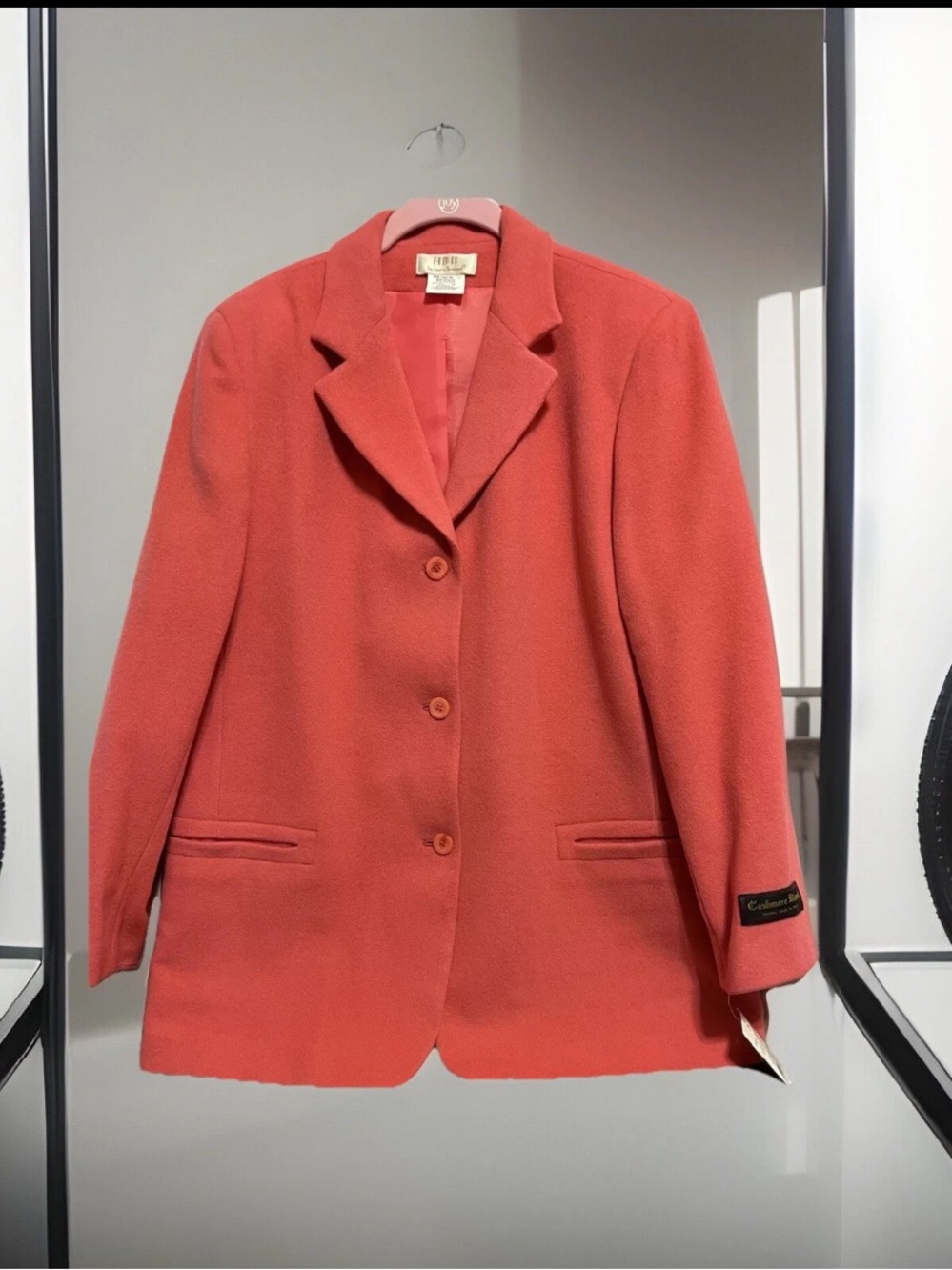 NWT Vintage HB II by Harve Benard Coral Cashmere Wool Blazer 12 Italy Fabric